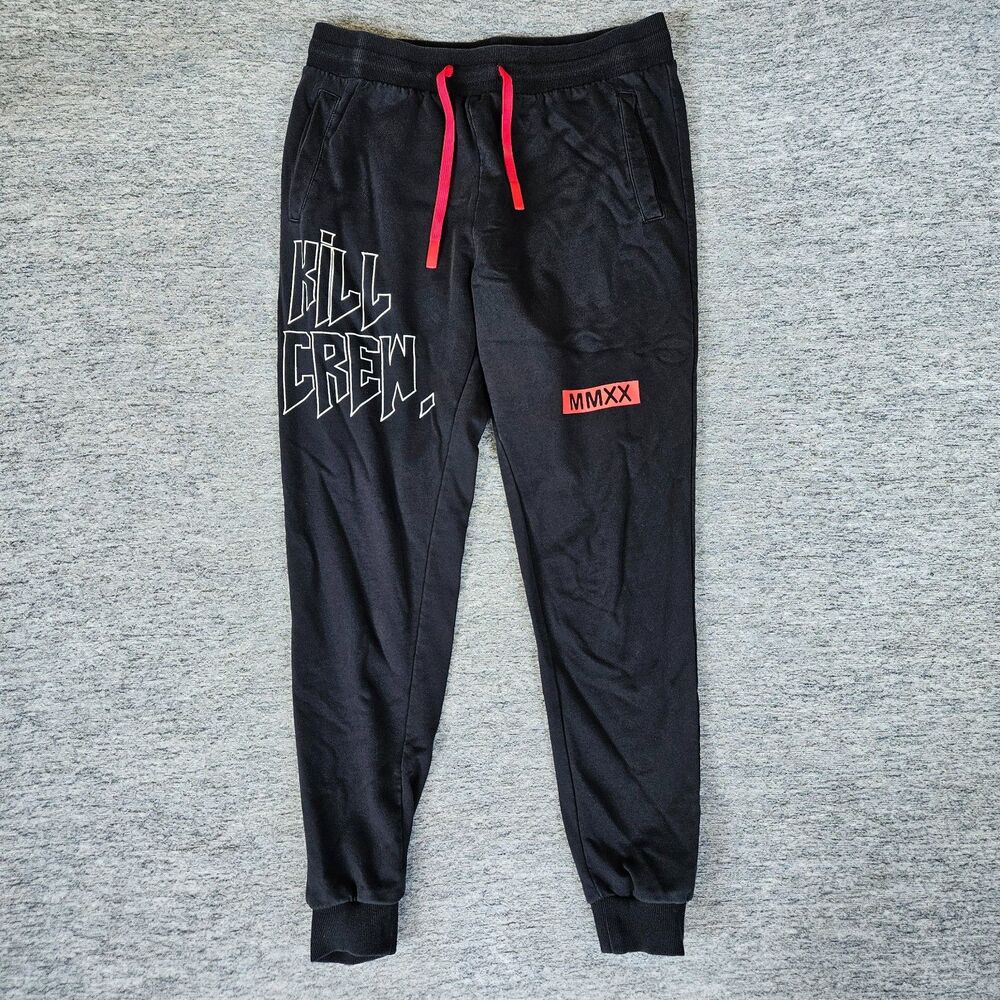 Kill Crew MMXX Joggers Men's M Black Graphic Sweatpants Gym Athletic Activewear